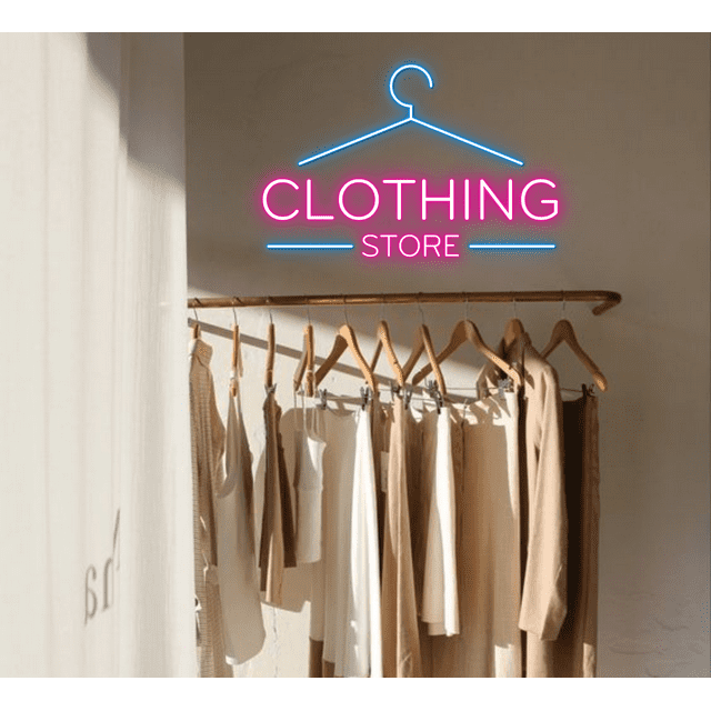Glowneon Clothing Store Hanger Neon Sign, Clothes Shop Signboard