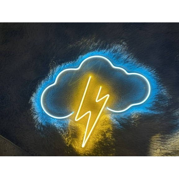 Glowneon Cloud Lightning Neon Sign, Cloud And Thunder Home Wall Decor