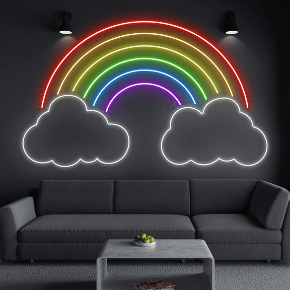 Glowneon Cloud Rainbow Neon Sign, LGBT Community Wall Art Decor