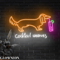 Glowneon Cocktail Weenies Led Sign, Dachshund Drink Cocktail Wall Art