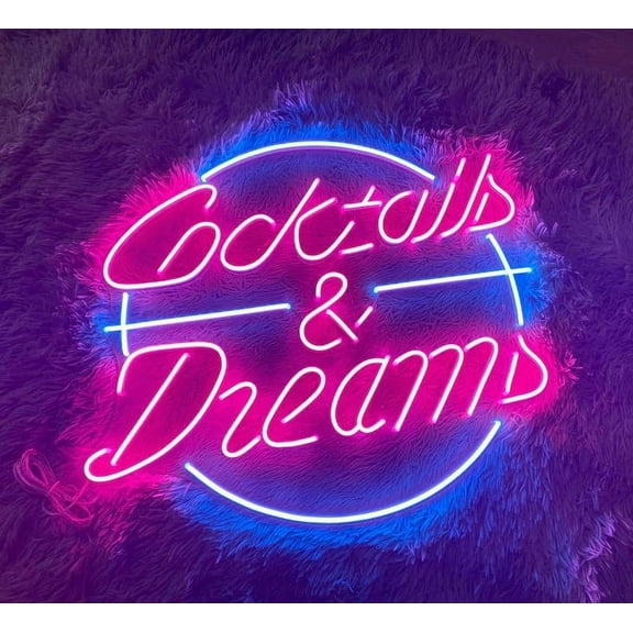 Glowneon Cocktails And Dreams Neon Signs, Bar Pub Long-lasting Decor
