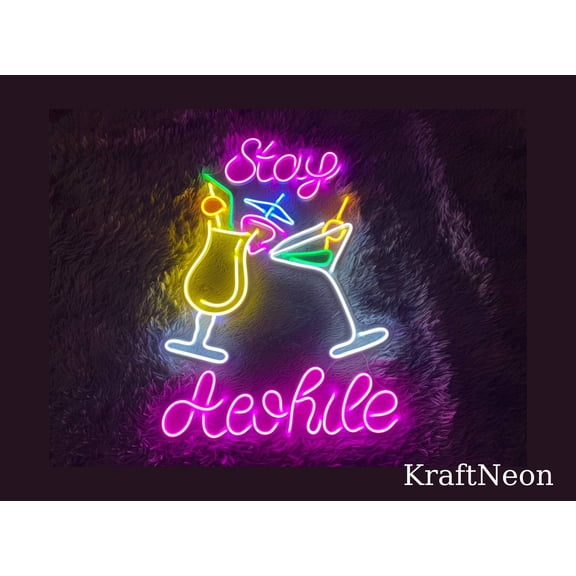 Glowneon Cocktails Bar Neon Signs, Neon Sign Wall Art