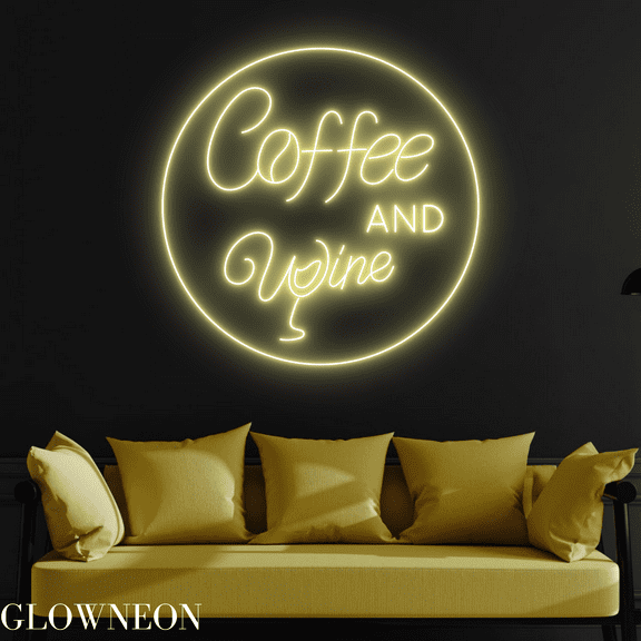 Glowneon Coffee And Wine Neon Sign, Coffee Led Sign, Wine Bar Decor