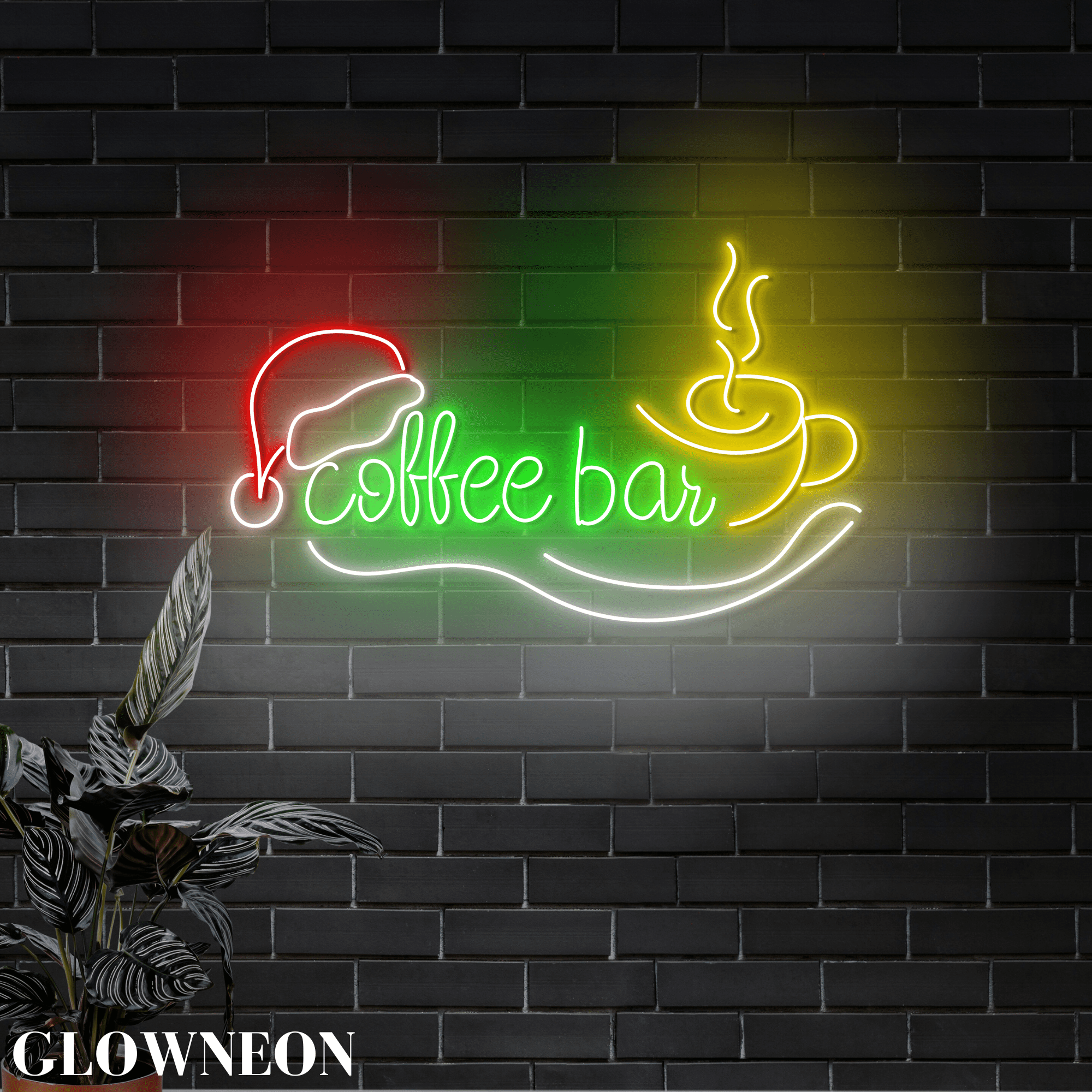 Glowneon Coffee Bar Christmas Wall Led Light, Xmas Coffee Shop Decor