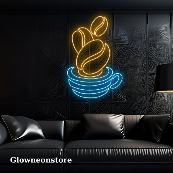 Glowneon Coffee Beans Neon Sign, Coffee Beans Led Light, Coffee Shop Decorative Neon Sign