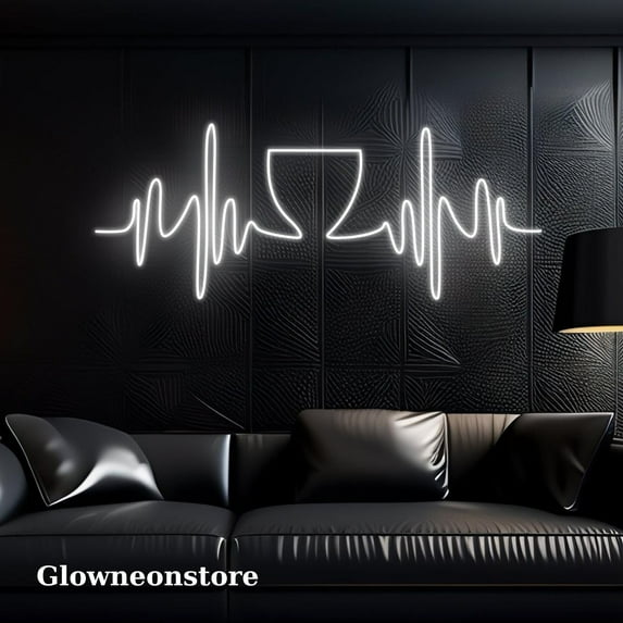 Glowneon Coffee Cup Heartbeat Neon Sign, Coffee Heart Beat LED Neon, Heartbeat Neon Sign