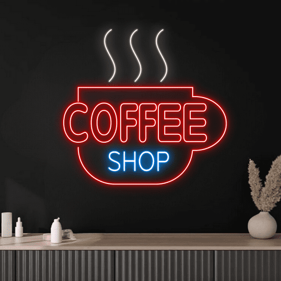 Glowneon Coffee Shop Neon Sign, Coffee Store Signboard Decor