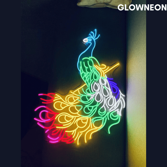 Glowneon Colorful Peacock Neon Sign, Peacock Led Sign, Bedroom Decor