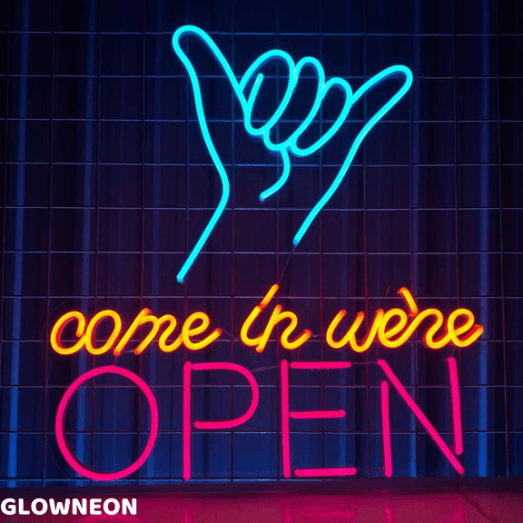 Glowneon Come In We're Open Neon Sign, Grand Logo Open Store Led Sign