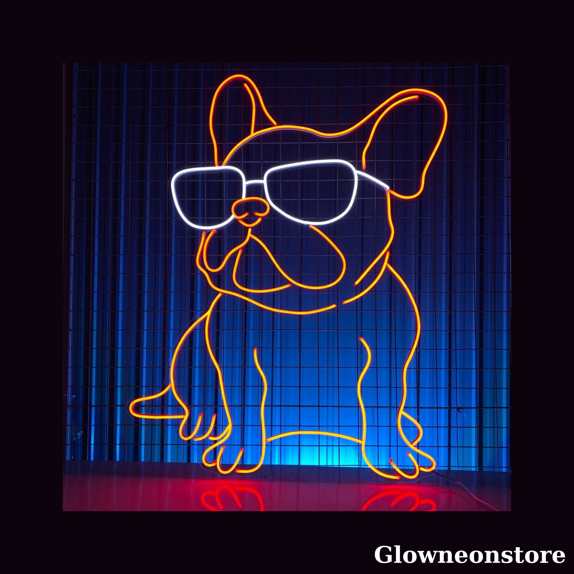 Glowneon Cool Bulldog Neon Sign Bulldog With Glasses Led Sign Bulldog