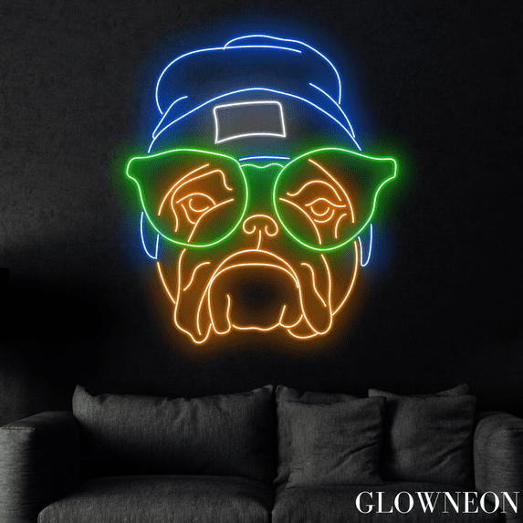 Glowneon Cool Bulldog Neon Sign, Cool Bulldog Led Sign, Gift For Him