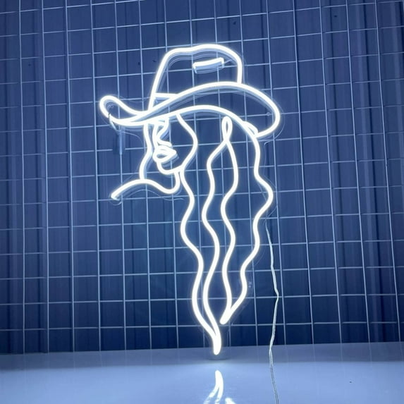 Glowneon Cool Cowgirl Neon Sign, Retro Wall Art Decor