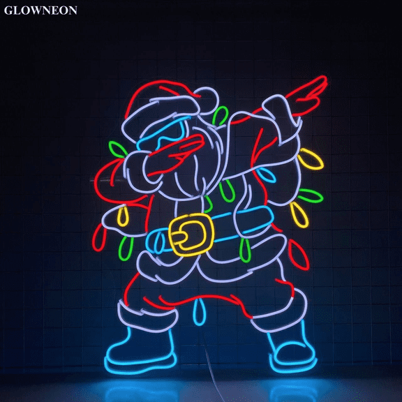 Glowneon Cool Santa Neon Wall Art, Santa Christmas Night Led Wall Art