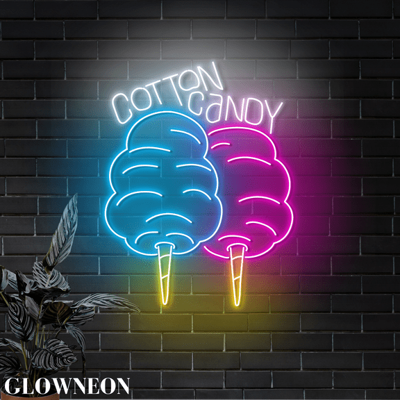 Glowneon Cotton Candy Led Wall Art, Cotton Candy Shop Neon Decoration
