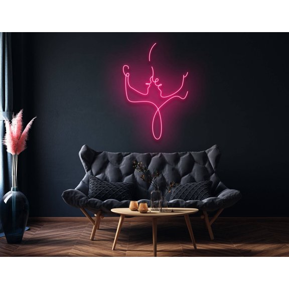Glowneon Couple Face Neon Sign, Line Art Abstract Wall Decor