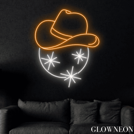 Glowneon Cowboy Hat Disco Neon Sign, Party Led Sign, Cowboy Bar Decor