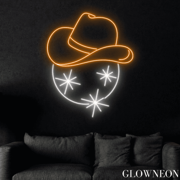 Glowneon Cowboy Hat Disco Neon Sign, Party Led Sign, Cowboy Bar Decor