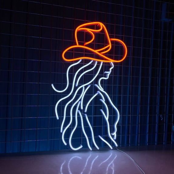 Glowneon Cowgirl Art Led Light Decor, Western Wall Art Neon Sign