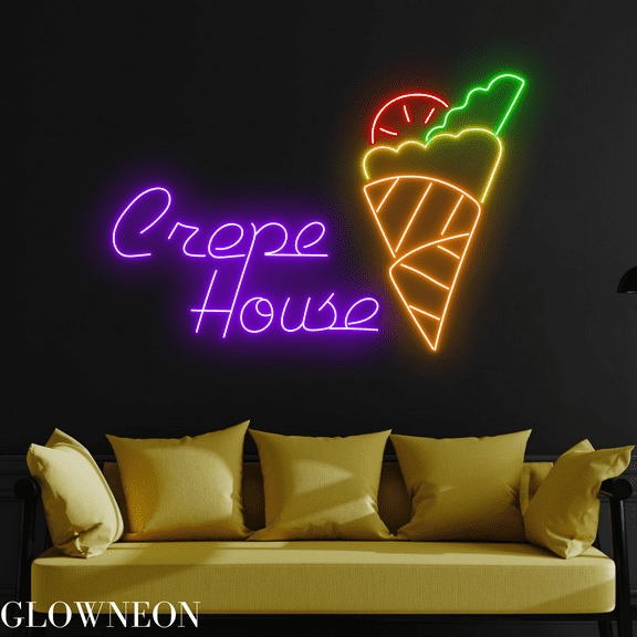 Glowneon Crepe House Neon Sign, European Crepe Cake Wall Led Decor