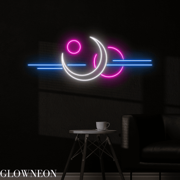 Glowneon Crescent Moon Neon Sign, Moon Led Sign, Galaxy Wall Decor