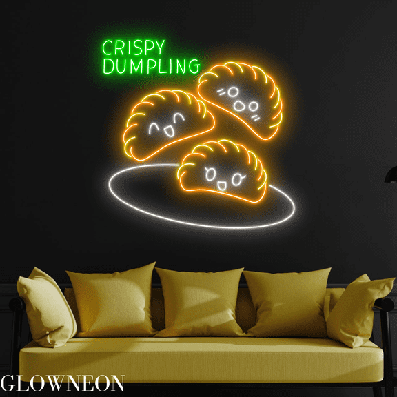 Glowneon Crispy Dumpling Neon Sign, Chinese Crispy Dumpling Led Sign