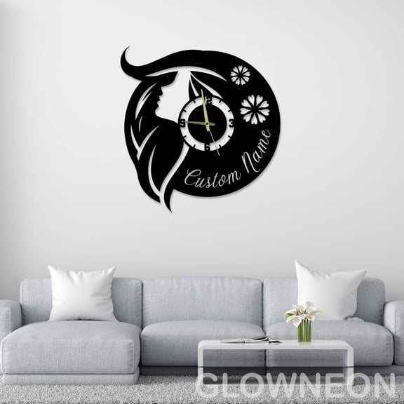 Glowneon Custom Beauty Salon Modern Clock, Beauty Hair Salon Decor