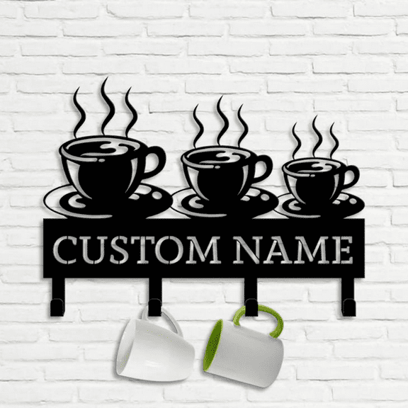 Glowneon Custom Coffee Key Hooks, Coffee Shop Name Sign, Wall Hook