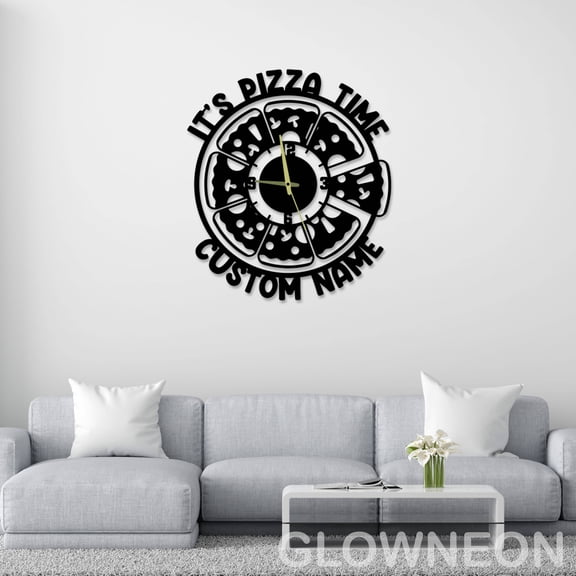 Glowneon Custom Pizzeria Restaurant With It's Pizza Time Wall Clock