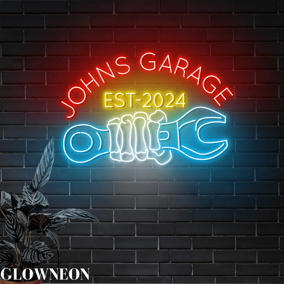 Glowneon Custom Skeleton Garage Neon Sign, Auto Service Garage Decor