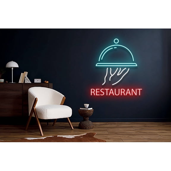 Glowneon Custome Name Restaurant Neon Signboard, Lights Wall Decor