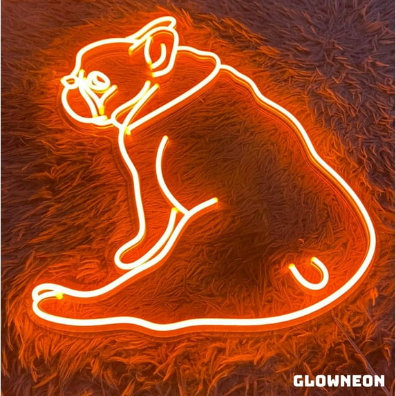 Glowneon Cute Bulldog Neon Sign, Bulldog Led Sign, Bulldog Led Light, Bulldog Lover Gift