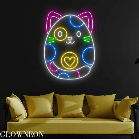 Glowneon Cute Chubby Cat Neon Sign, Chubby Cat Led Sign, Gift For Kid