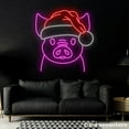 thumbnail image 1 of Glowneon Cute Pig Christmas Neon Sign, Pig With Santa Hat LED Sign, Pig Lover Gift, 1 of 5