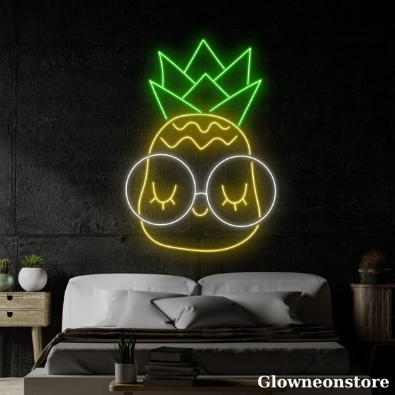 Glowneon Cute Pineapple Neon Sign, Pineapple Led Sign, Juice Fruit Shop Decor, Kitchen Decor