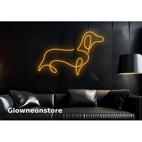 Glowneon Dachshund Neon Sign, Dachshund Dog Led Light, Dachshund Line Art, Dachshund Led Sign