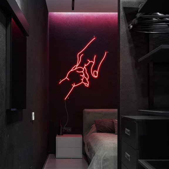 Glowneon Dad Holding Hand Neon Sign, Father gifts, Family Wall Decor