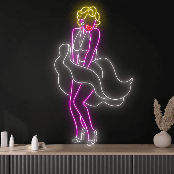 Glowneon Dancing Girl Neon Signs, Bar Pub Wall Decor, Abstract Art