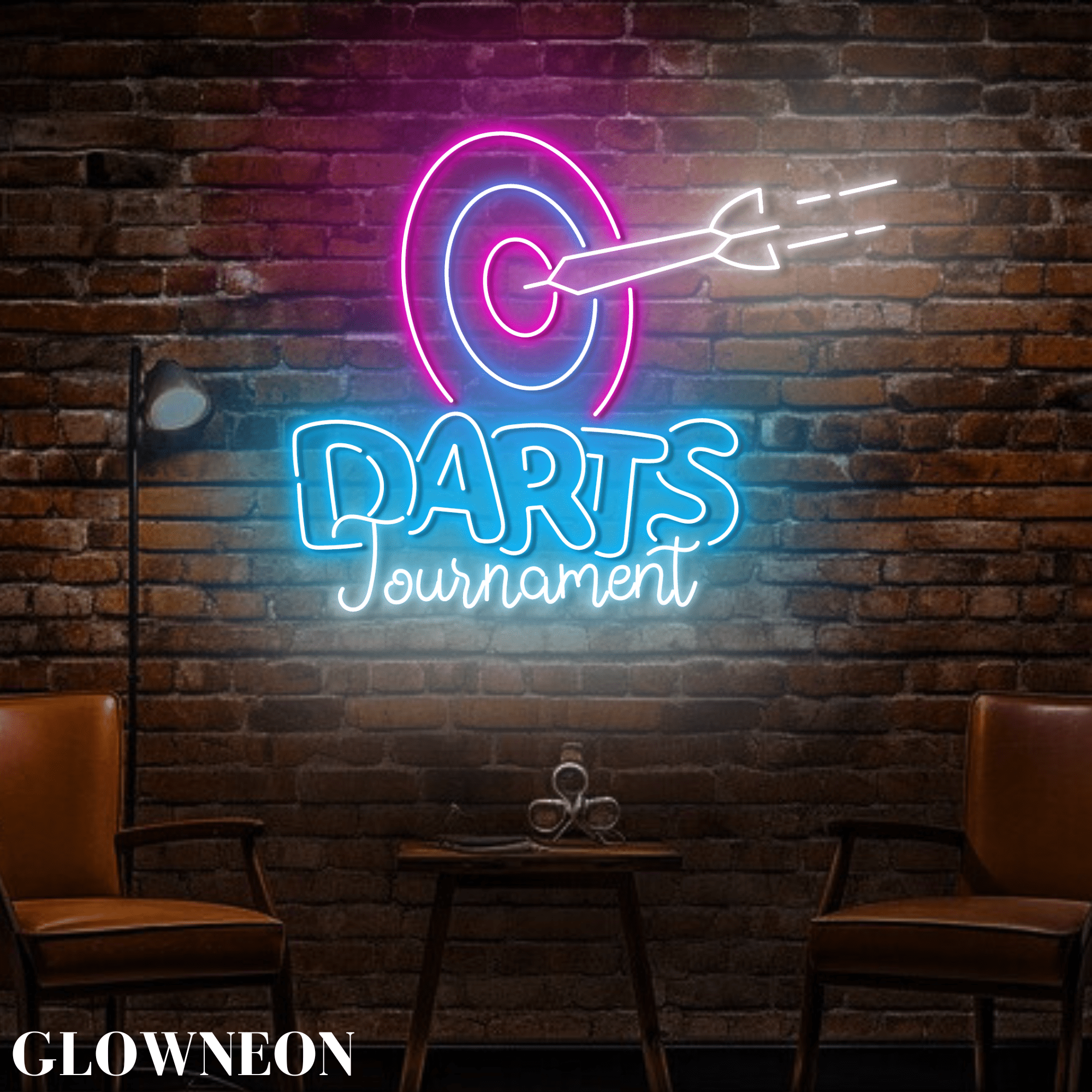 Glowneon Darts Tournament Neon Sign, Dart Led Sign For Home Bar Decor ...