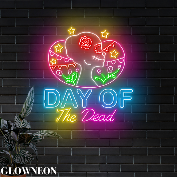 Glowneon Day Of The Dead Mexico Led Sign, Mexican Tradition Wall Art