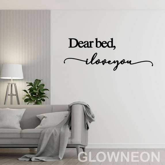 Glowneon Dear Bed I Love You Metal Wall Art, Funny Bedroom Wall Decor