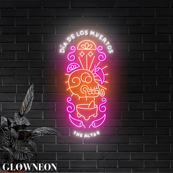 Glowneon Día De Los Muertos The Altar Led Sign, Mexic?o Dead Day Art