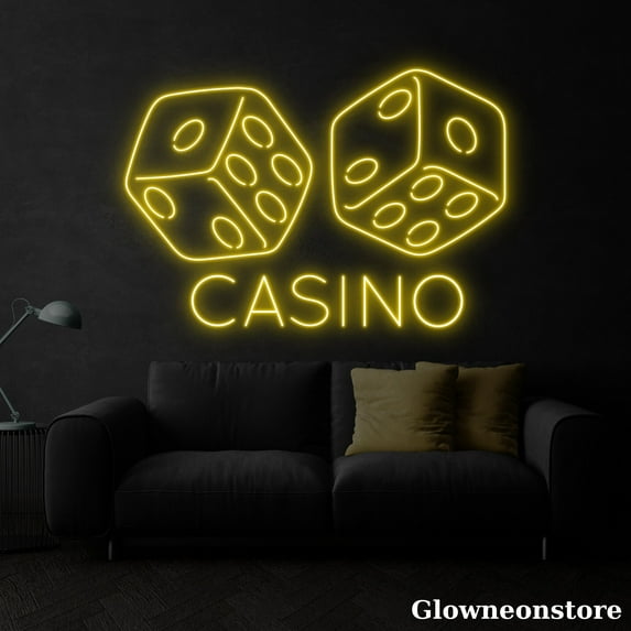 Glowneon Dice Casino Neon Sign, Dice Led Sign, Casino Led Light Sign, Casino Club Decor, Poker Sign