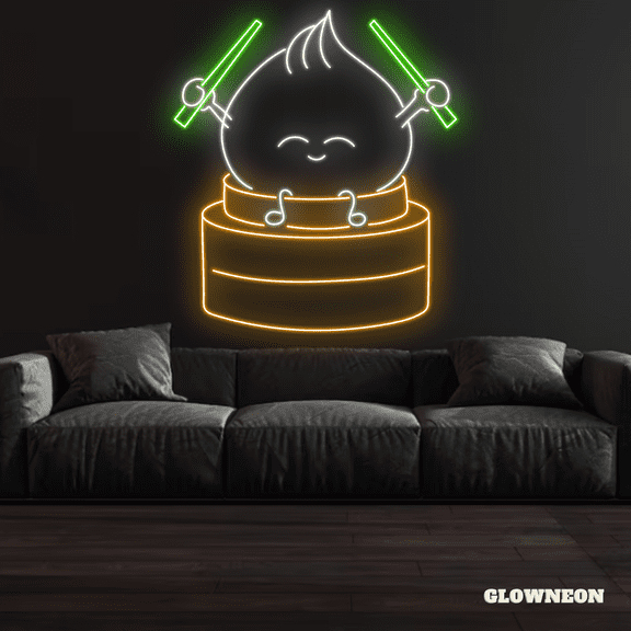 Glowneon Dim Sum Neon Sign, Chinese Restaurant Decor, Kitchen Decor
