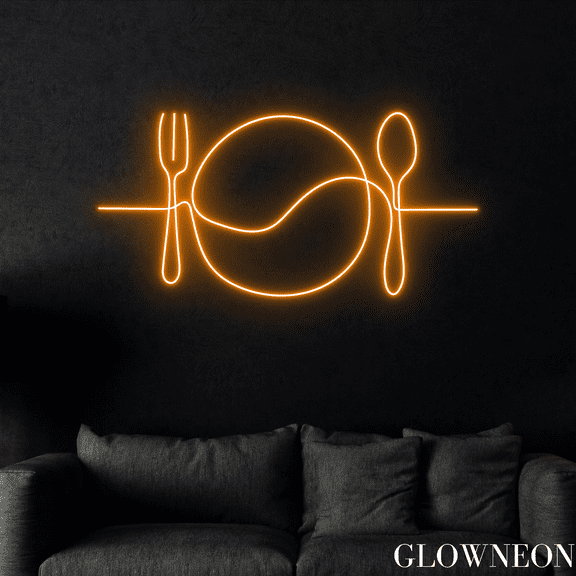 Glowneon Dinner Fork Spoon Neon Sign, Kitchen Restaurant Led Sign