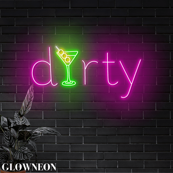 Glowneon Dirty Martini Led Neon Light For Martini Cocktail Bar Decor