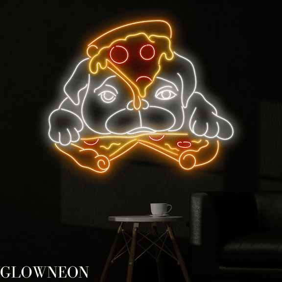 Glowneon Dog Pizza Neon Sign, Pizza Led Sign, Pizza Restaurant Decor