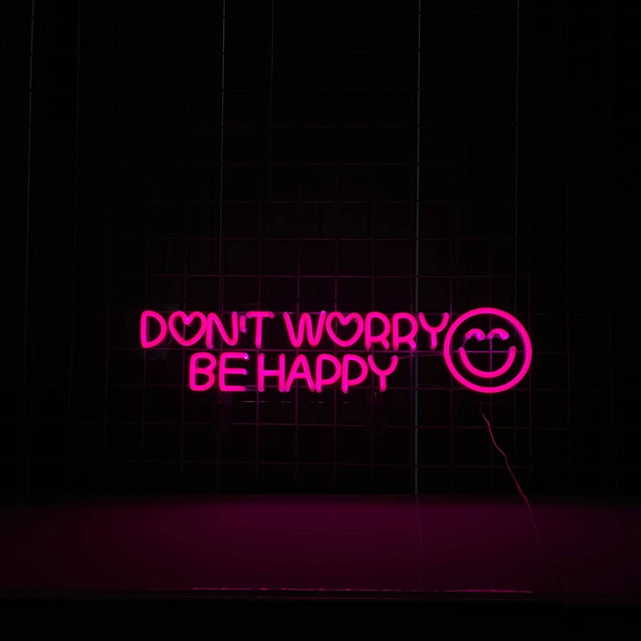 Glowneon Don't Worry Be Happy Neon Sign, Motivation Wall Decor