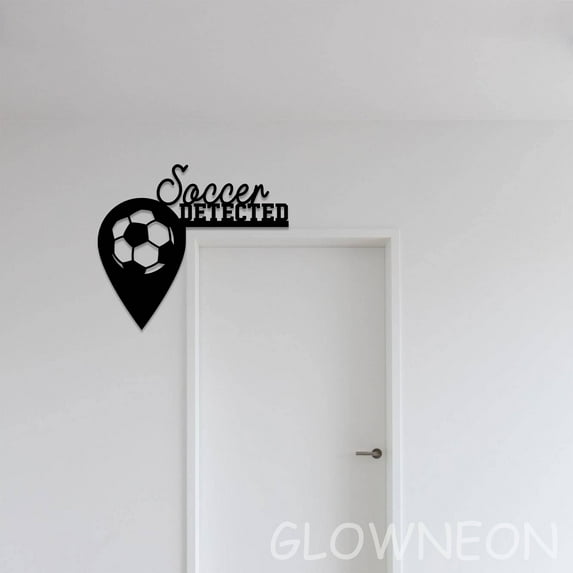 Glowneon Door Topper Metal Sign, Soccer Detected Above Door Decor Art