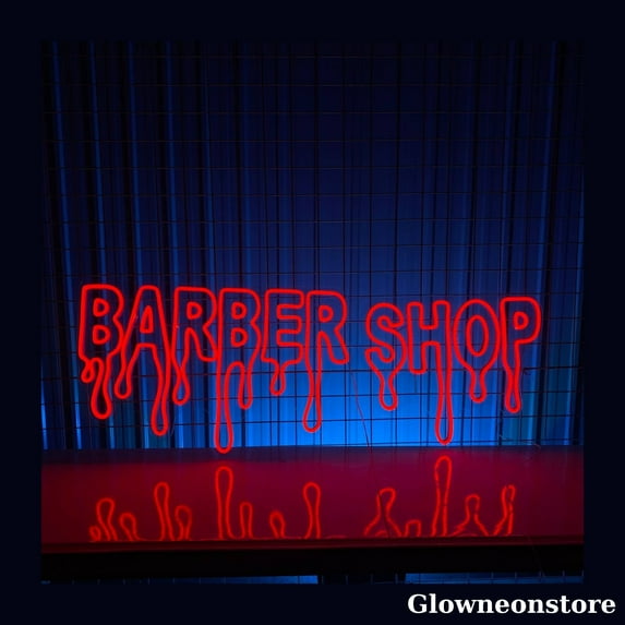 Glowneon Dripping Barber Shop Neon Sign, Barber Shop Led Light, Welcome Open Barber Shop Signs