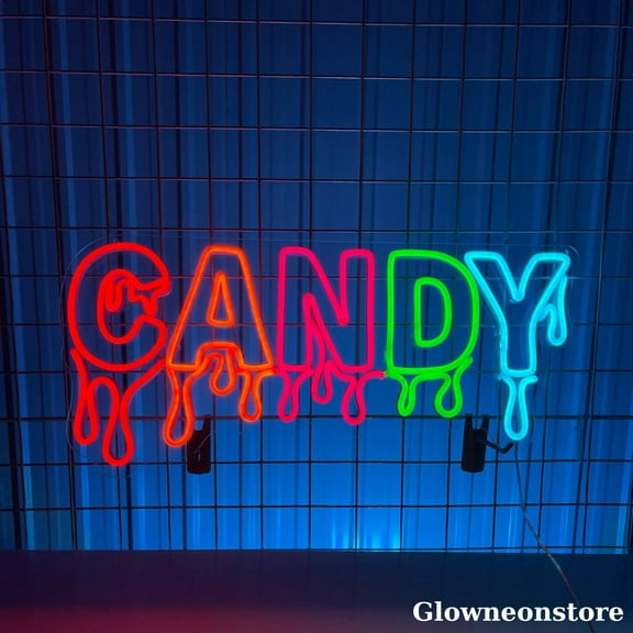 Glowneon Dripping Candy Neon Sign, Candy Multicolor Led Sign, Candy Store Sign, Candy Wall Art